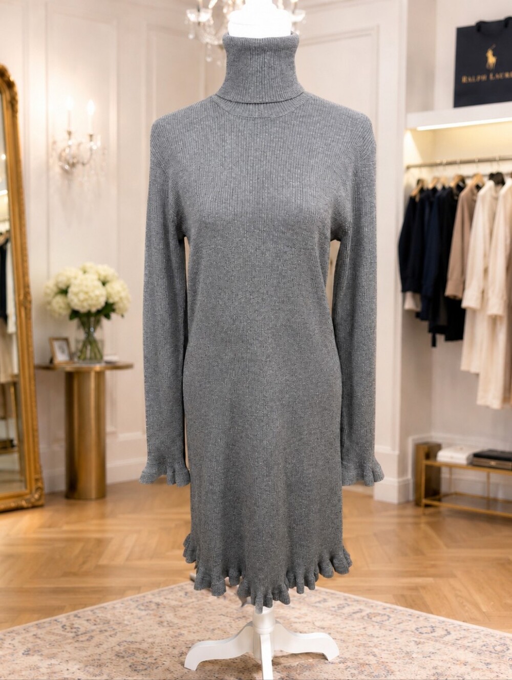 Ralph Lauren Gray Merino Wool Turtleneck Sweater Dress NWT XL - Picture 2 of 7
